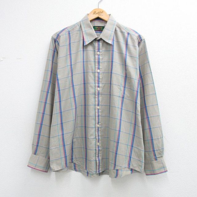 ベージュチェック 長袖シャツ メンズXL相当 | 古着