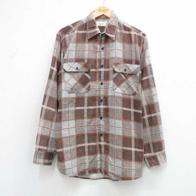 シアーズ 90s 長袖シャツ ブラウンチェック メンズXL相当 | 古着
