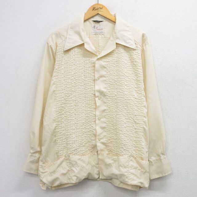 70s 長袖シャツ 開襟 イエロー メンズXL相当 | 古着