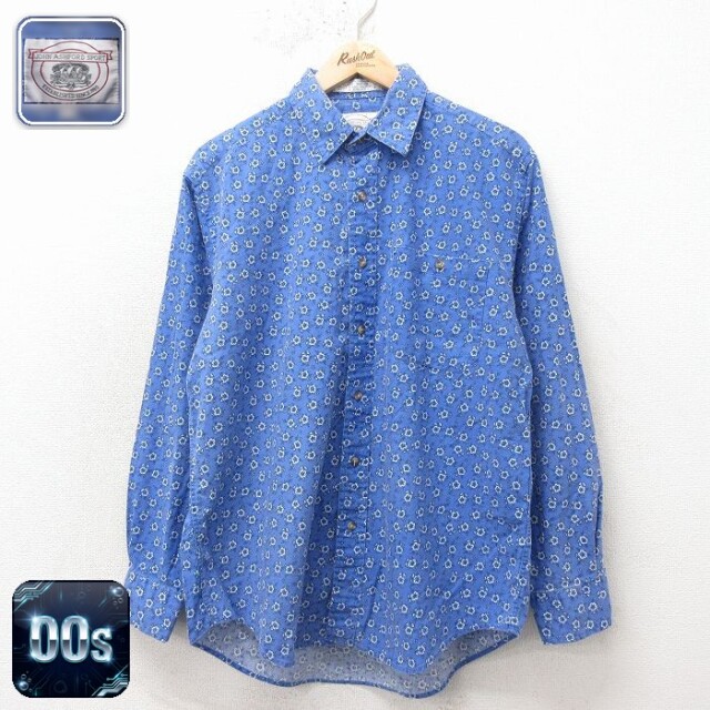 【20%OFF】00s 長袖シャツ 花柄 ネイビー メンズL相当 | 古着