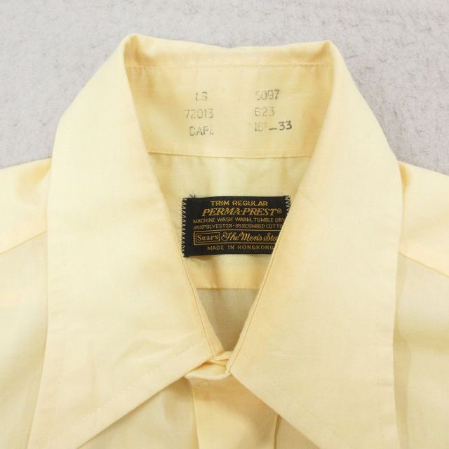古着通販 XL☆古着 シアーズ 長袖 シャツ メンズ 70年代 70s 黄色