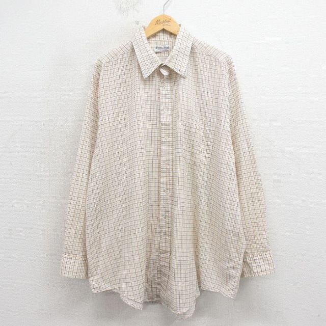 80s 長袖シャツ ベージュチェック メンズXL相当 | 古着