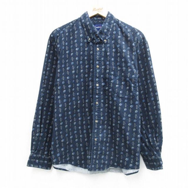 カタリナ 長袖シャツ 総柄 ネイビー メンズXL相当 | 古着