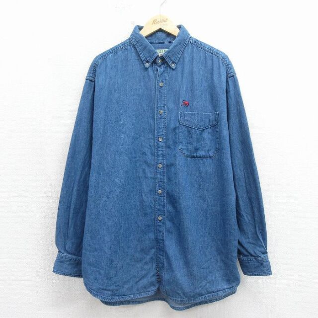 古着通販 XL☆古着 長袖 シャツ メンズ 90年代 90s エビ 大きいサイズ