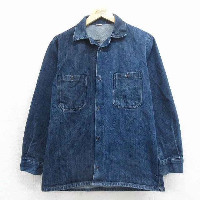 長袖シャツ デニム ネイビー M | 古着