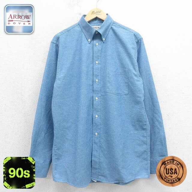 【20%OFF】アロー 90s 長袖シャツ 霜降り ネイビー メンズL相当 | 古着