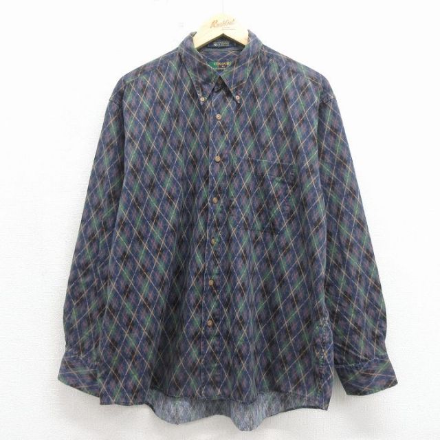 00s 長袖シャツ チェック ネイビー メンズXL相当 | 古着