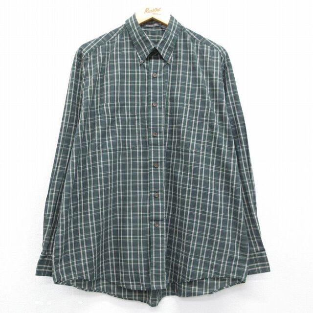 長袖シャツ チェック グリーン メンズXL相当 | 古着