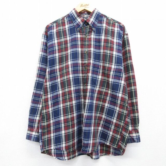 L★古着 GANT 長袖 シャツ メンズ 90年代 90s ボタンダウン ネイビー チェック 26may29