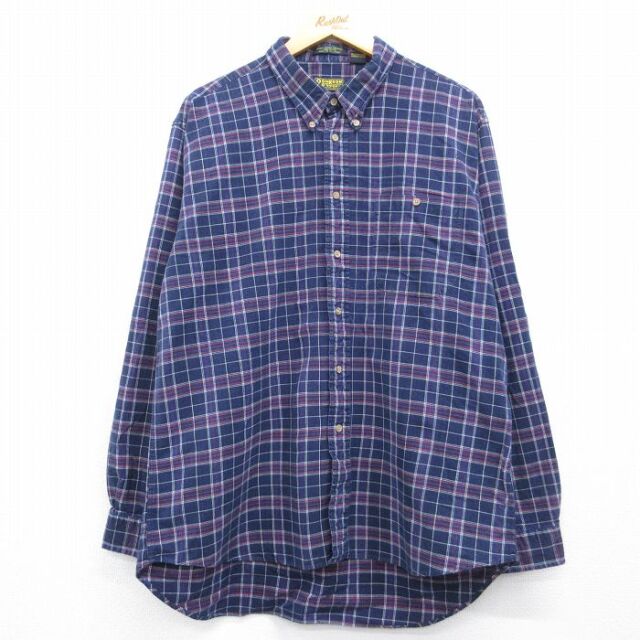 オシュコシュ 00s 長袖シャツ ネイビーチェック メンズXL相当 | 古着