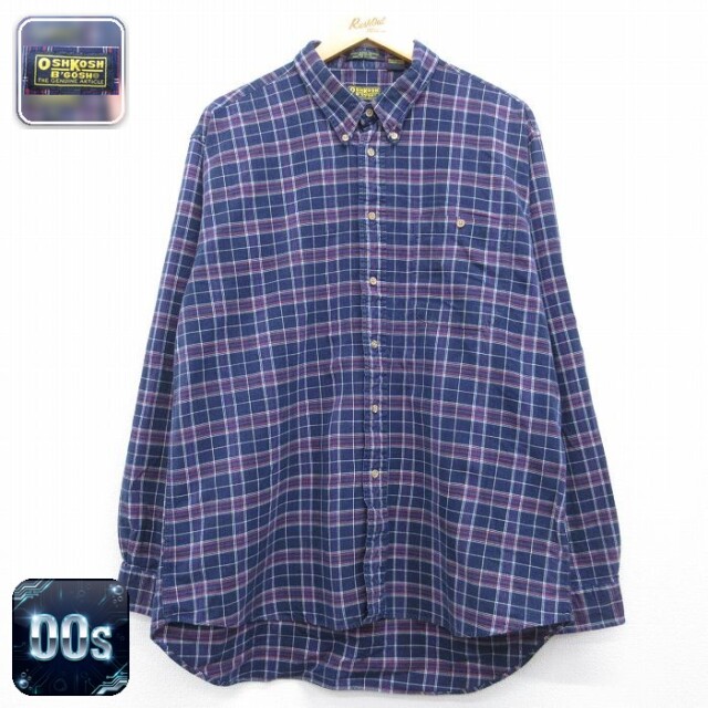【20%OFF】オシュコシュ 00s 長袖シャツ ネイビーチェック メンズXL相当 | 古着