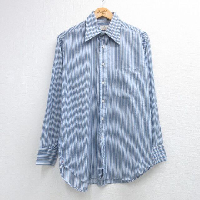 80s 長袖シャツ ブルー メンズL相当 | 古着