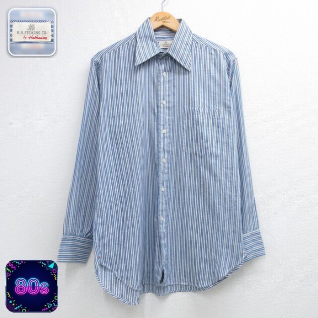 【20%OFF】80s 長袖シャツ ブルー メンズL相当 | 古着