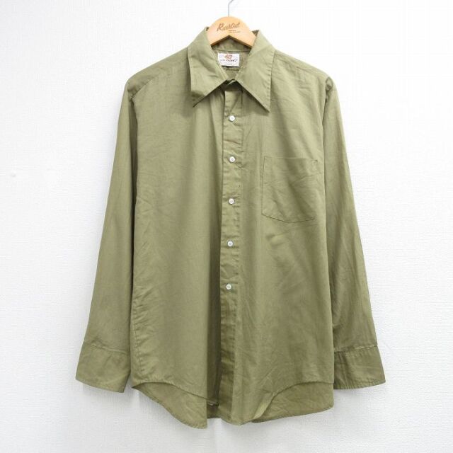 70s 長袖シャツ カーキ メンズXL相当 | 古着