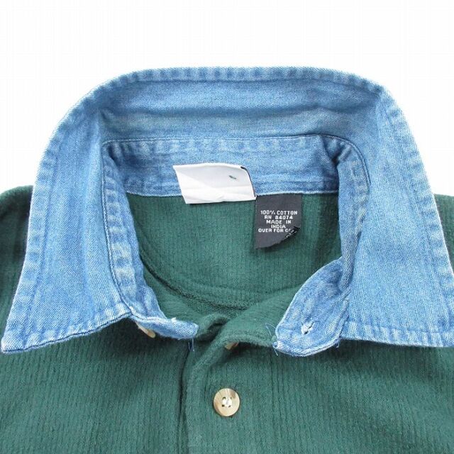 古着通販 XL☆古着 長袖 ポロ シャツ メンズ 90年代 90s NFL グリーン