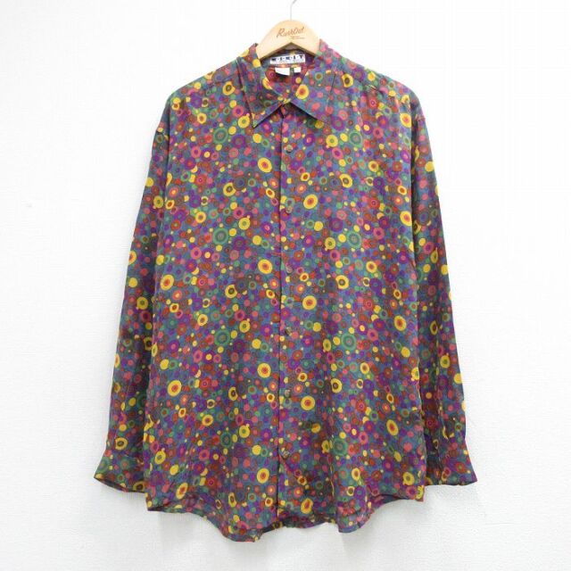 古着通販 L☆古着 長袖 ラガー シャツ メンズ 90年代 90s マルチカラー