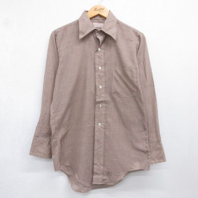 アロー 70s 長袖シャツ ギンガムチェック ブラウン メンズM相当 | 古着