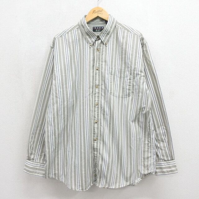 TRADER BAY 00s 長袖シャツ ストライプ ホワイト メンズXL相当 | 古着