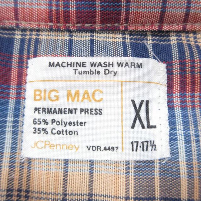 古着通販 XL☆古着 ビッグマック BIG MAC 長袖 シャツ メンズ 70年代