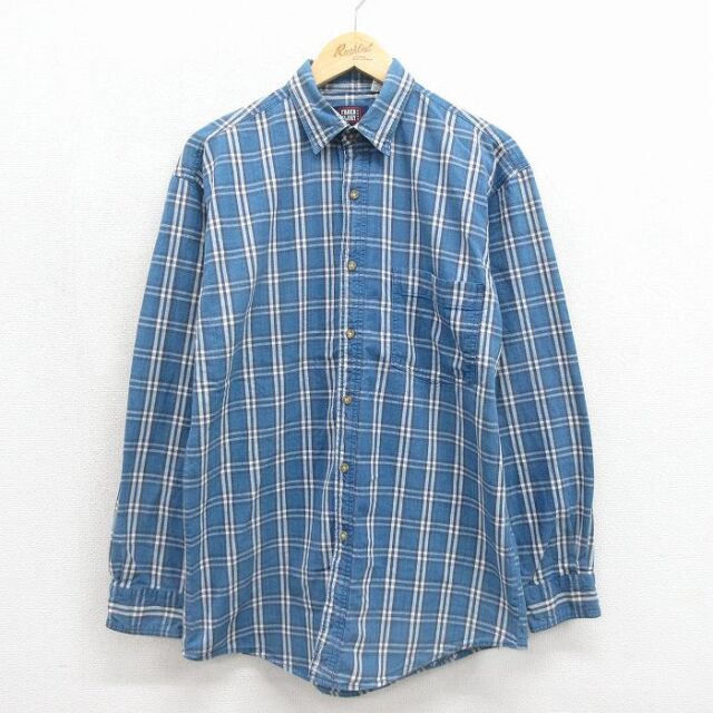 FADED GLORY 00s 長袖シャツ ブルーチェック メンズM相当 | 古着