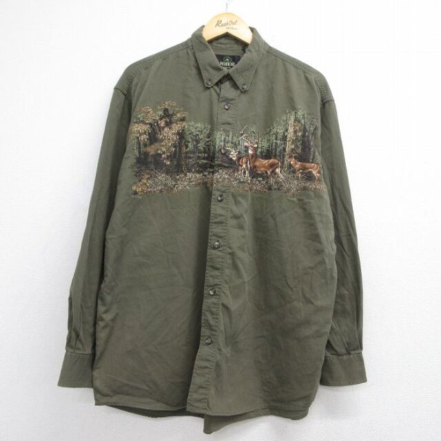 レッドヘッド 00s 長袖シャツ シカ カーキ メンズXL相当 | 古着