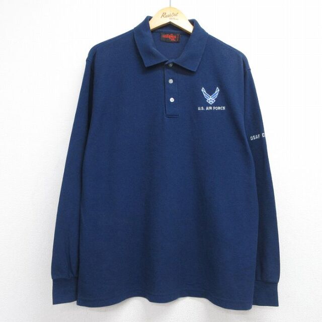 ポロシャツ ミリタリー ネイビー メンズL相当 | 古着