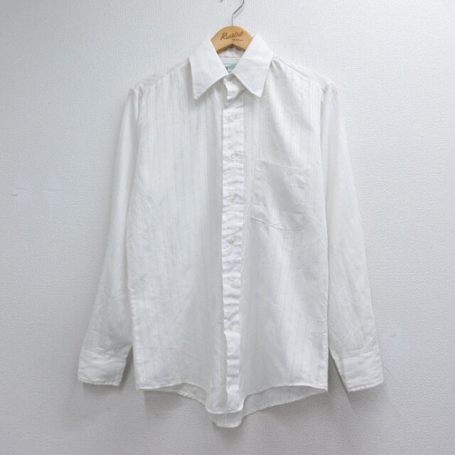 70s 長袖シャツ ストライプ ホワイト メンズM相当 | 古着