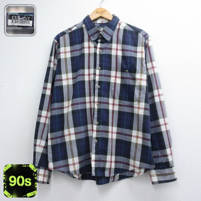 90s 長袖シャツ ネイビーチェック メンズL相当 | 古着