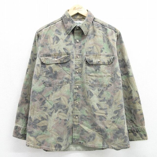 90s 長袖シャツ 葉迷彩 ベージュ メンズXL相当 | 古着