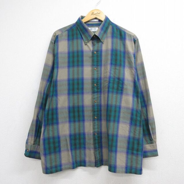 アロー 00s 長袖シャツ グリーンチェック メンズXL相当 | 古着