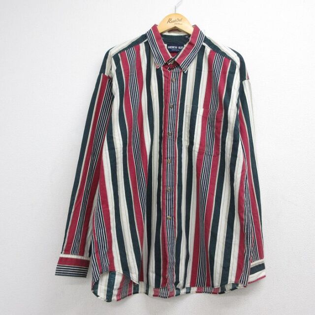 古着通販 XL☆古着 長袖 シャツ メンズ 90年代 90s エビ 大きいサイズ