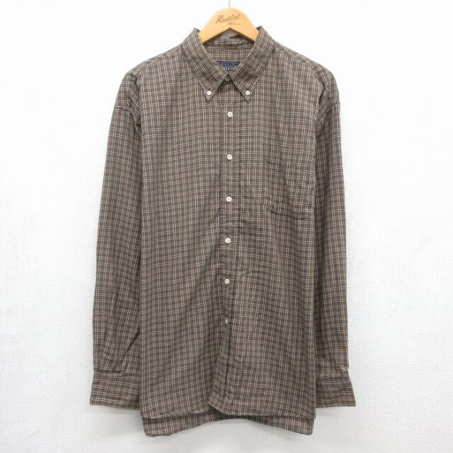 古着通販 XL☆古着 長袖 シャツ メンズ 大きいサイズ ロング丈 ブラック