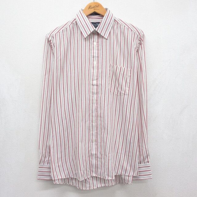 80s 長袖シャツ ストライプ ホワイト メンズL相当 | 古着