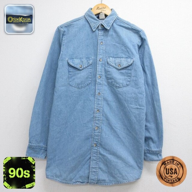 オシュコシュ 90s 長袖シャツ ネイビー メンズM相当 | 古着
