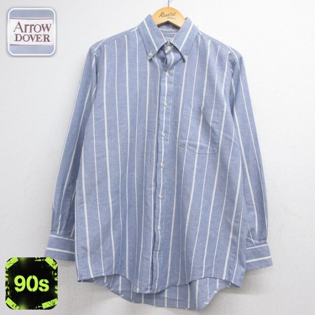 アロー 90s 長袖シャツ ストライプ ライトブルー メンズL相当 | 古着