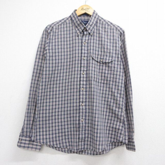 L★古着 GANT 長袖 シャツ メンズ 80年代 80s ボタンダウン ベージュ チェック 26jul30