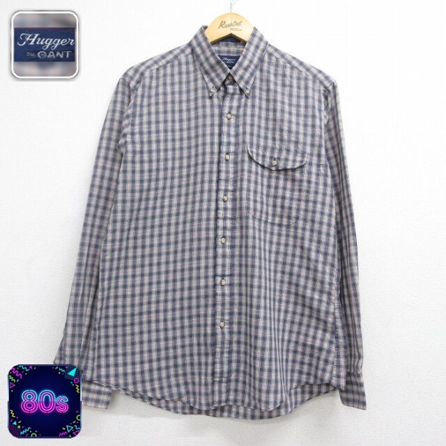 GANT 長袖 シャツ 80s ボタンダウン ベージュ チェック メンズL相当 | 古着