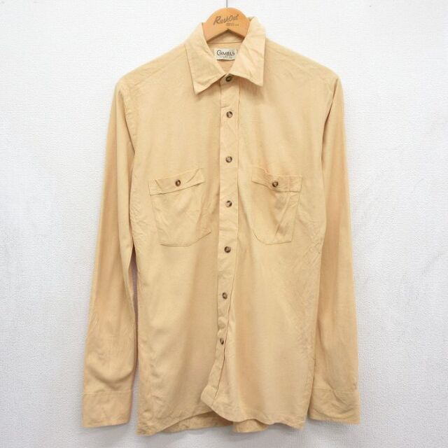 80s 長袖シャツ ベージュ メンズS相当 | 古着