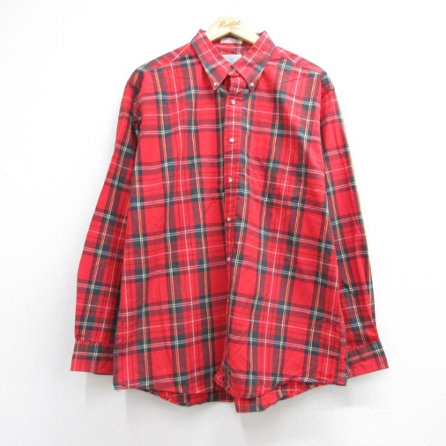80s 長袖シャツ タータンチェック レッド メンズXL相当 | 古着