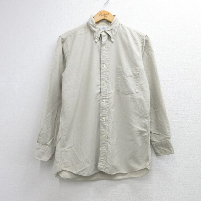 Urban Outfitters 80s 長袖シャツ オックスフォード ベージュ メンズM相当 | 古着