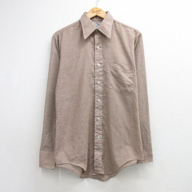 アロー 70s 長袖シャツ チェック ブラウン メンズL相当 | 古着