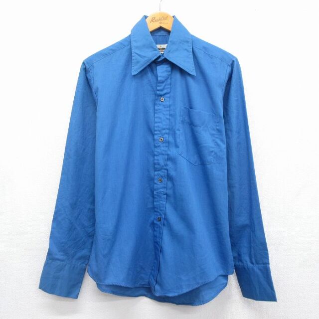 70s 長袖シャツ ブルー メンズM相当 | 古着