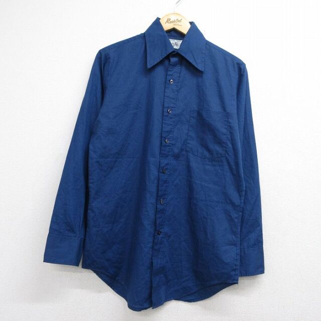 80s 長袖シャツ ネイビー メンズM相当 | 古着