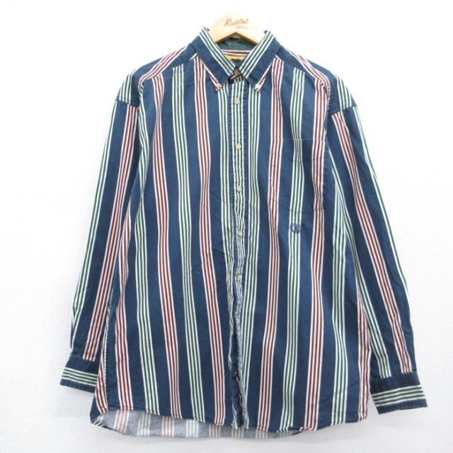 ダクヘッド 90s 長袖シャツ ネイビーストライプ メンズXL相当 | 古着