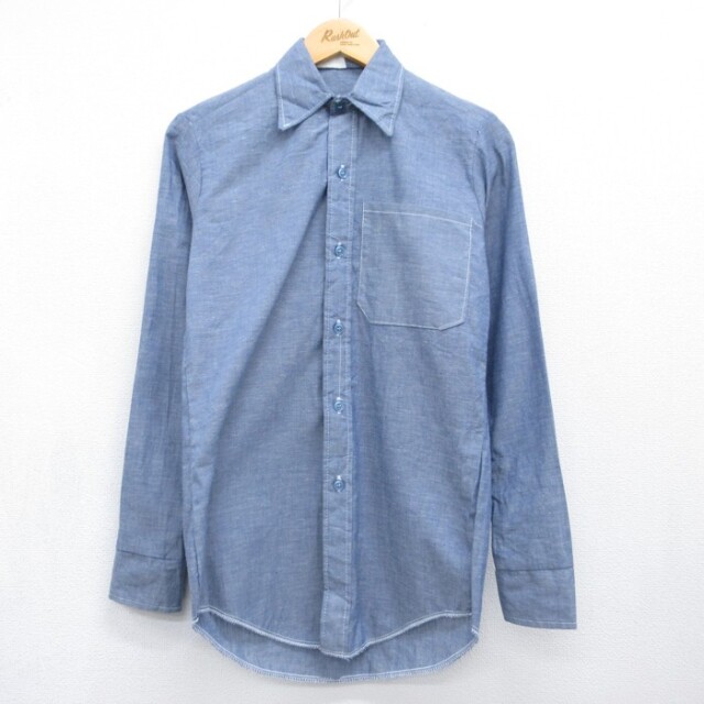 80s 長袖シャツ シャンブレー ブルー メンズS相当 | 古着
