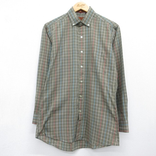 bon jour 80s 長袖シャツ カーキチェック メンズM相当 | 古着