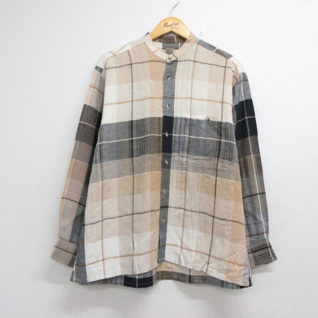 NATURAL ISSUE 長袖シャツ チェック ベージュ メンズL相当 | 古着