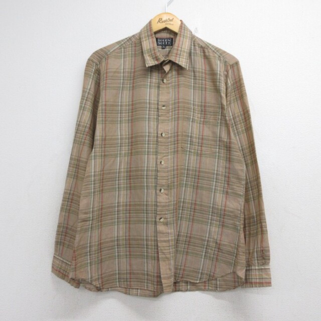 LOREN SCOTT 90s 長袖シャツ チェック ブラウン メンズL相当 | 古着