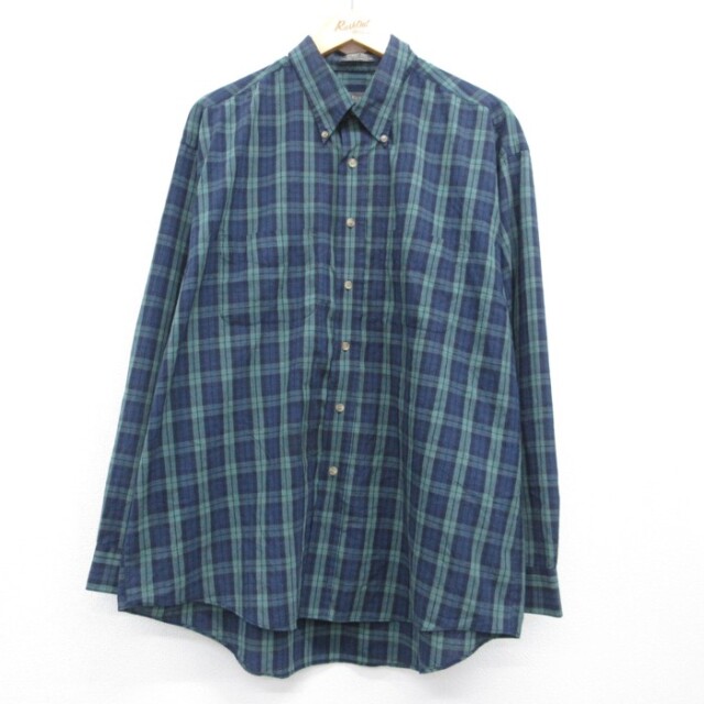 VAN HEUSEN 長袖シャツ チェック グリーン メンズXL相当 | 古着