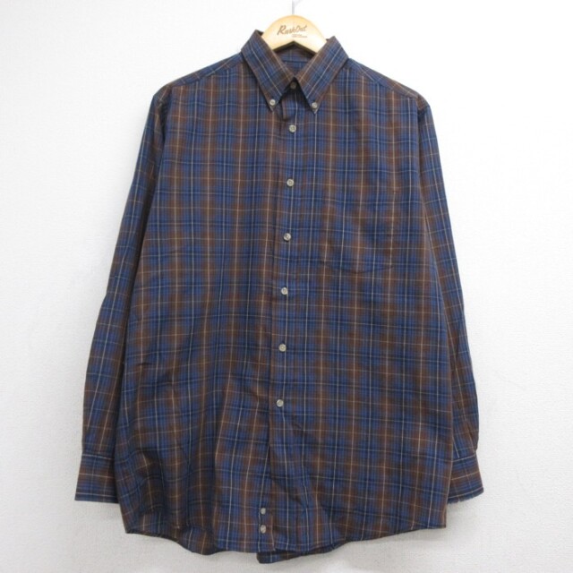 DAVID TAYLOR 90s 長袖シャツ チェック ネイビー メンズL相当 | 古着